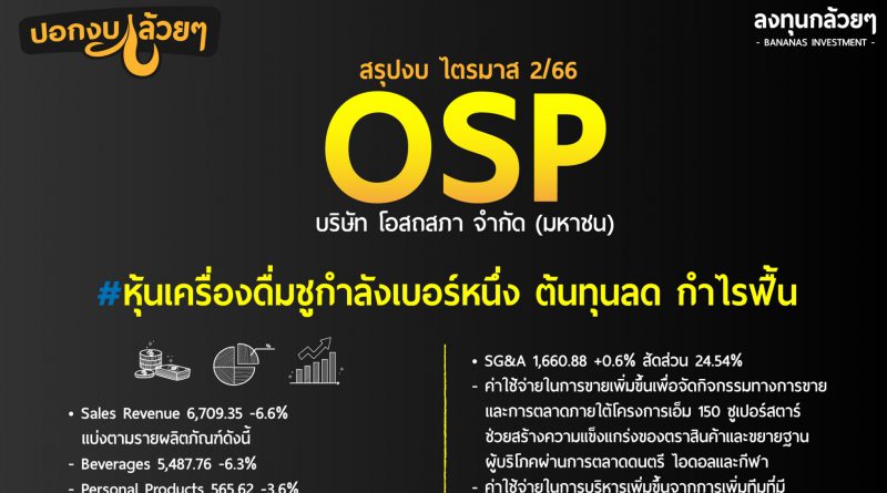 สรุป Oppday และ งบการเงิน หุ้น OSP ไตรมาส 2/2566