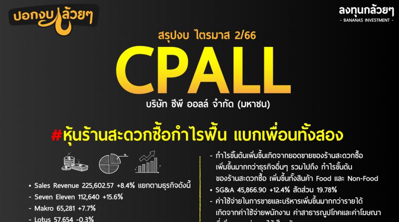 สรุป Oppday และ งบการเงิน หุ้น CPALL ไตรมาส 2/2566
