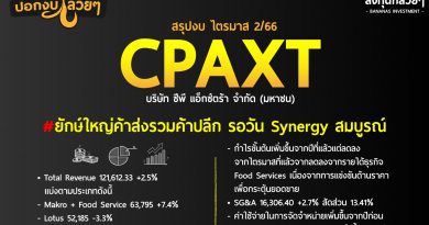 สรุป Oppday และ งบการเงิน หุ้น CPAXT ไตรมาส 2/2566