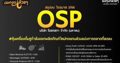 สรุปงบการเงิน และ Oppday หุ้น OSP ไตรมาส 3/2566
