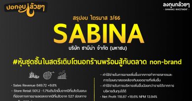 สรุปงบการเงิน และ Oppday หุ้น SABINA ไตรมาส 3/2566