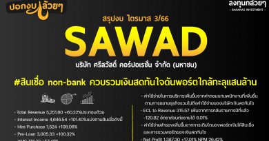 สรุปงบการเงิน และ Oppday หุ้น SAWAD ไตรมาส 3/2566
