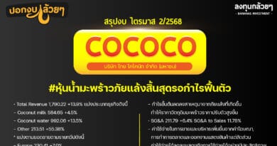 สรุปงบการเงิน และ Oppday หุ้น COCOCO ไตรมาส 2/2568