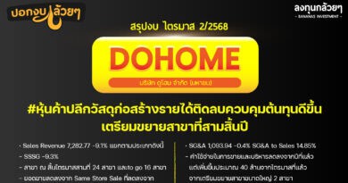 สรุปงบการเงิน และ Oppday หุ้น DOHOME ไตรมาส 2/2568