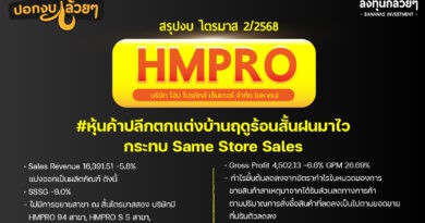 สรุปงบการเงิน หุ้น HMPRO ไตรมาส 2/2568