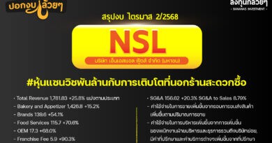 สรุปงบการเงิน และ Oppday หุ้น NSL ไตรมาส 2/2568