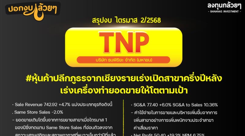 สรุปงบการเงิน และ Oppday หุ้น TNP ไตรมาส 2/2568