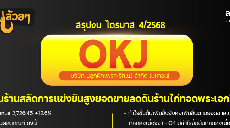 สรุปงบการเงิน และ Oppday หุ้น #OKJ #Y2025 ไตรมาส 4/2568