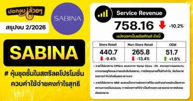 สรุปงบการเงิน และ Earnings Call หุ้น SABINA ไตรมาส 2/2569